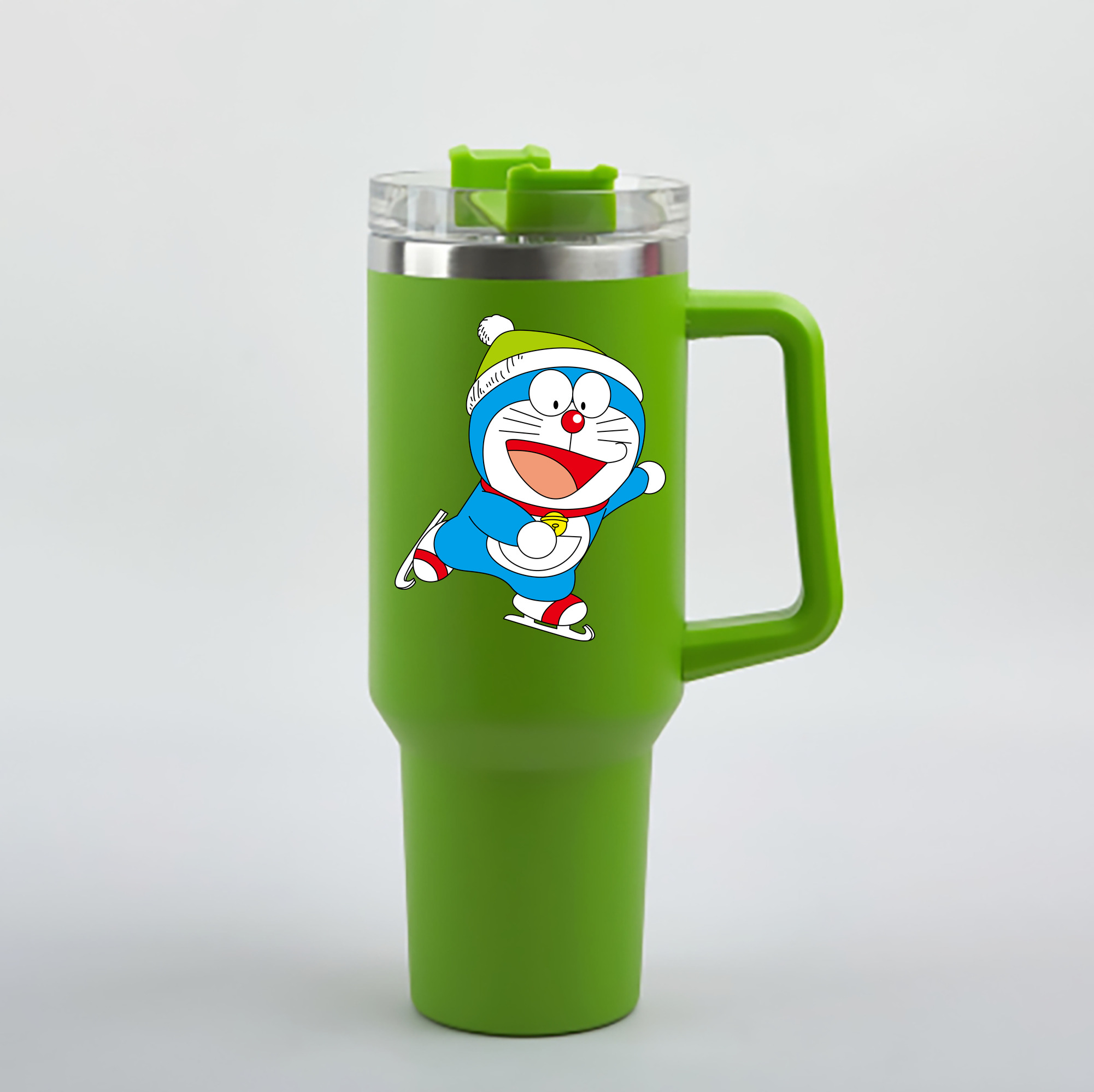 （画像用） ドラえもん Doraemon 1200mL車用タンブラー - クリスタルステッカー（プラスチックストロー付き）